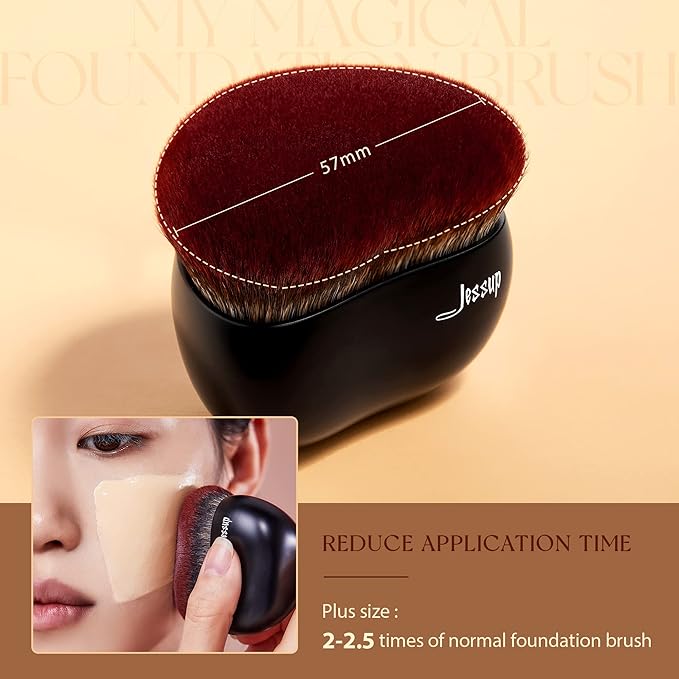 Jessup Foundation Brush Large Kabuki Makeup Brush for Face Body Blending Buffing Stippling Liquid Powder Cream Flawless with Gift Box, Black SF001-FemmiqueWomen