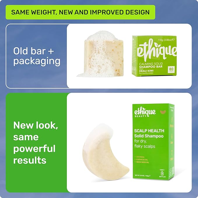 Ethique Scalp Health Shampoo Bar for itchy, dry, flaky scalps with Oatmeal - Plastic-Free, Vegan, Cruelty-Free, 3,88 oz - Formerly Heali Kiwi-FemmiqueWomen