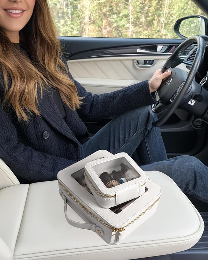 Clear Makeup Bag Small, TSA Approved Portable Toiletry Bag with Zipper Cosmetic Travel Bag Makeup Organizer Case Mini Makeup Pouch for Purse Car Organizer Bag for Women Men-FemmiqueWomen