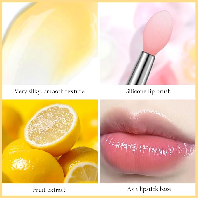 2Pc Jelly Lip Mask Overnight,Fruity Lemon Lip Sleeping Mask Day Night Repair Kawaii Lip Balm Hydrate Plump Dry Lip Scrubs Exfoliator,Lip Care Lip Moisturizer with Collagen-Lemon-FemmiqueWomen