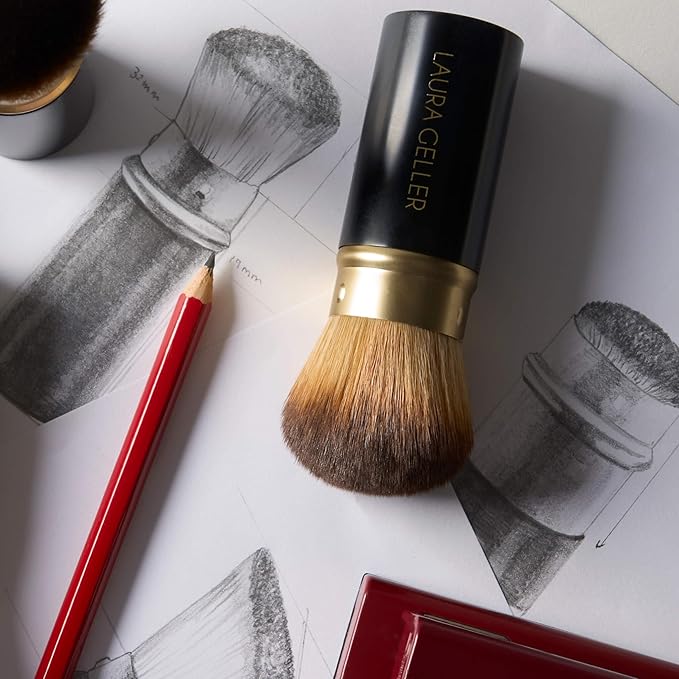 LAURA GELLER NEW YORK Retractable Airbrush Kabuki Brush for All Face Makeup & Foundation for Liquid, Cream and Powder Face Makeup With Aluminum Handle-FemmiqueWomen