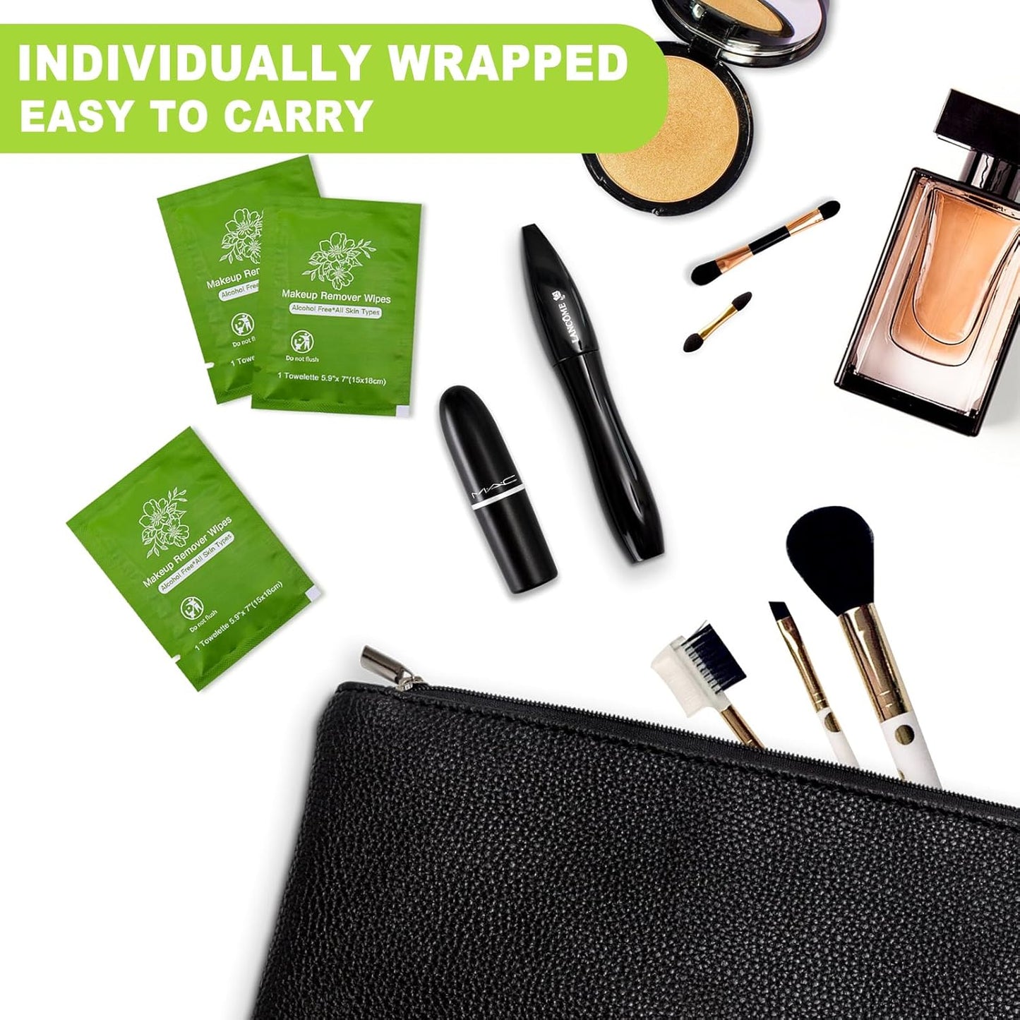 Makeup Remover Wipes Bulk Individually Wrapped,Travel Makeup Wipes Individual Makeup Remover Wipes Bulk Gentle Cleansing Makeup Remover Wipes for Face Cleansing Mascara Lipstick Travel (50, Aloe Vera)-FemmiqueWomen