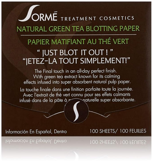 Sorme' Treatment Cosmetics Blotting Paper, Green Tea, 0.5 oz.-FemmiqueWomen