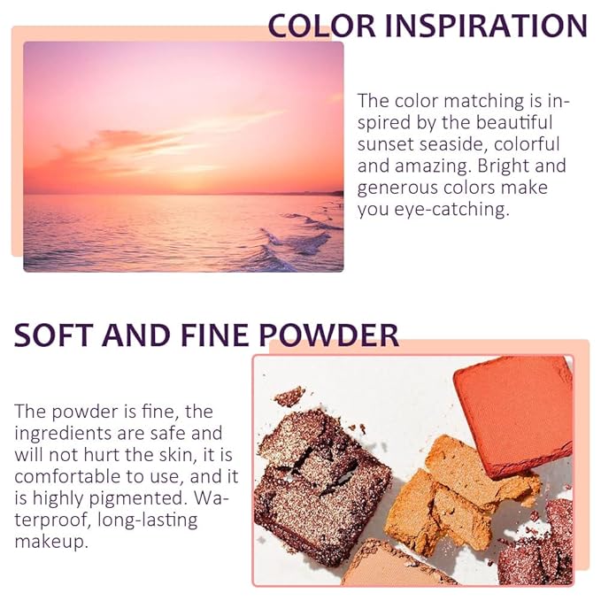 16 Girds Colorful Matte Shimmer Eyeshadow Palette for Eye Makeup,High Pigmented Eye Shadow Primers Powder Palet de sombras de ojos-Glitter Color#-FemmiqueWomen