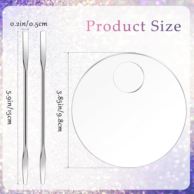2 Pcs Makeup Palette Tray Clear Makeup Mixing Tray Cosmetic Palette Acrylic with 2 Pcs Spatula Tool Foundation Mixing Palette Cosmetic Palette for Mixing for Nail Art Foundation Shadow-FemmiqueWomen