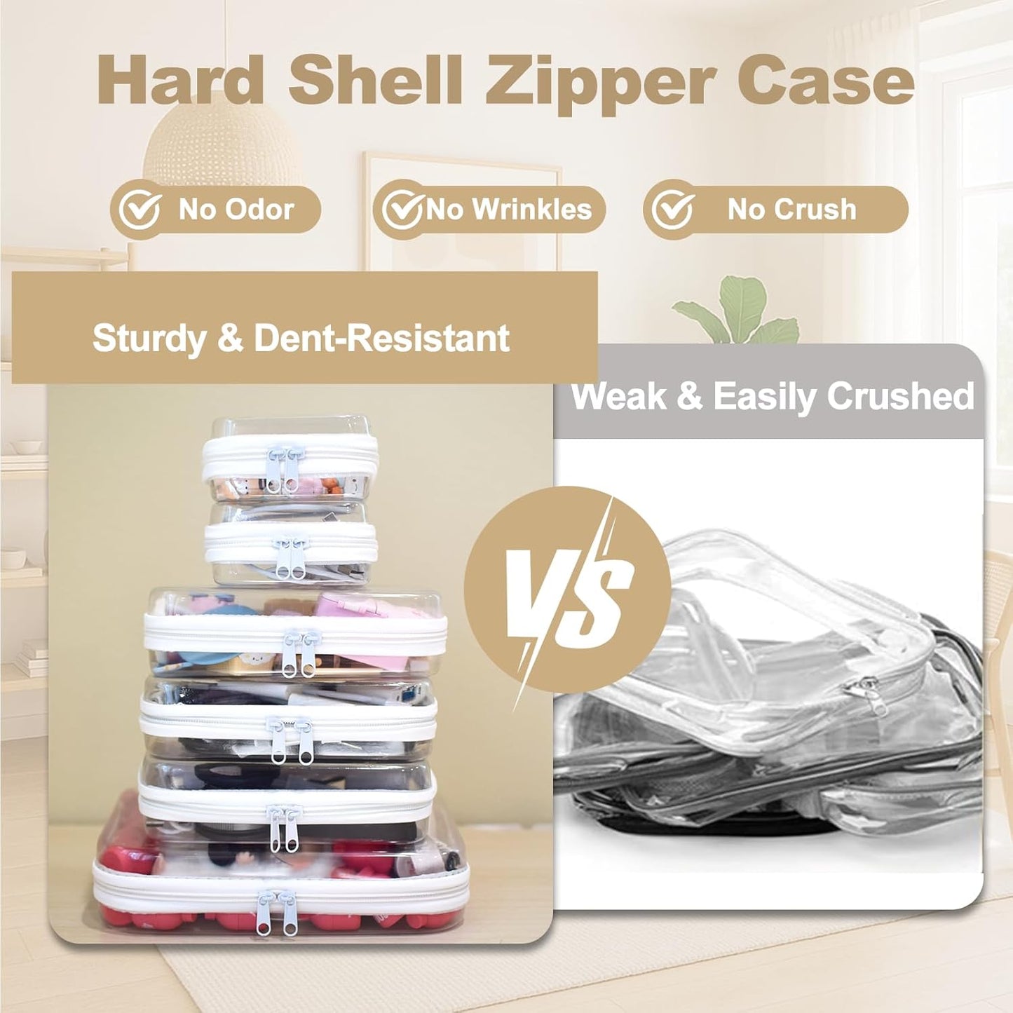 6 pcs Clear Zipper Pouches, Toiletry Bag for Travel, Stackable Waterproof Diaper Bag, Zipper Pouch, Travel Organizer, Clear Cosmetic Bag,Toy Storage Bins (M+3S+2Mini)-FemmiqueWomen