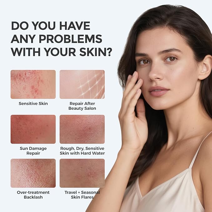 Intensive Repair Serum, 15%Hyaluronic Acid for Sensitive Skin Anti Aging Ultra Hydrating Serum for Face Calming Barrier Repair Redness Relief with Ceramides Centella 30Vials Daily Travel Care-FemmiqueWomen