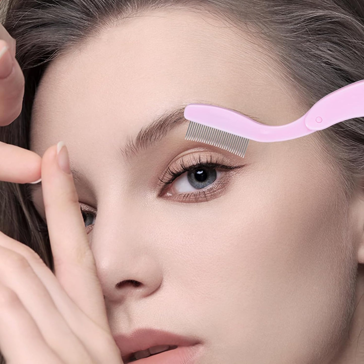 Eyelash Comb MSQ Eyelash Separator Tool Eyelash Comb Separator Folding Eyelash Brush Separator Lash Comb for Eyelash Makeup Brush (Pink)-FemmiqueWomen