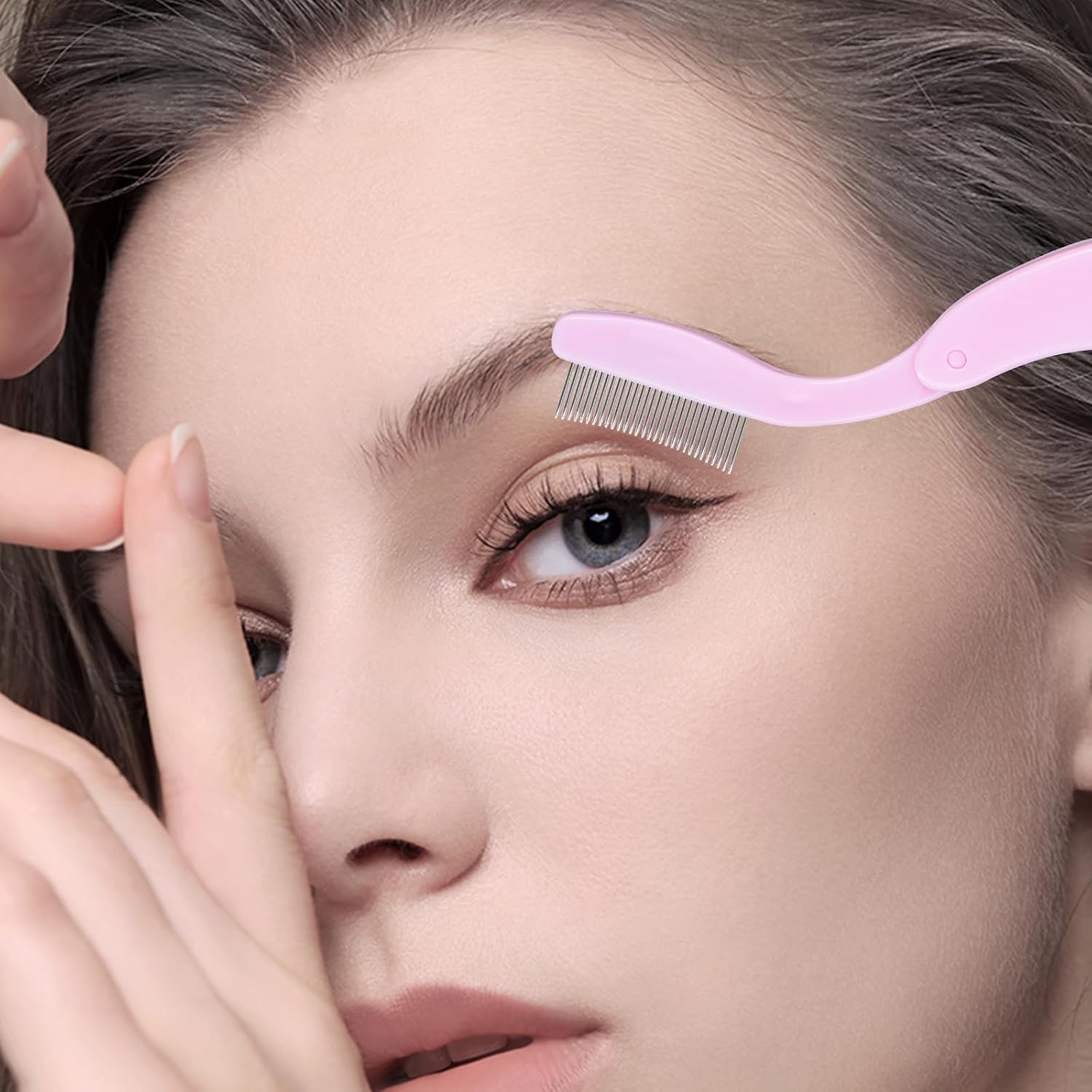 Eyelash Comb MSQ Eyelash Separator Tool Eyelash Comb Separator Folding Eyelash Brush Separator Lash Comb for Eyelash Makeup Brush (Pink)-FemmiqueWomen
