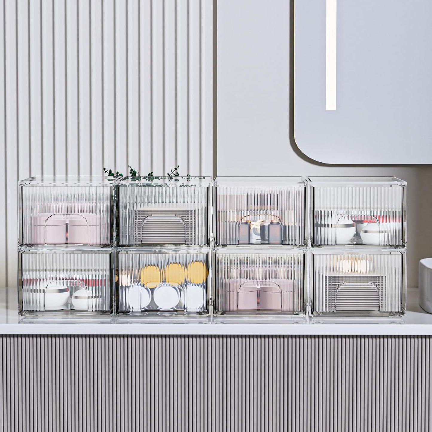 ZJIAI 8 Pack Clear Stackable Storage Drawer, Acrylic Drawer, Cosmetic Organizer, Plastic Organizer for Dresser, Under, Kitchen Cabinet, Pantry, Home Organization and Storage-FemmiqueWomen
