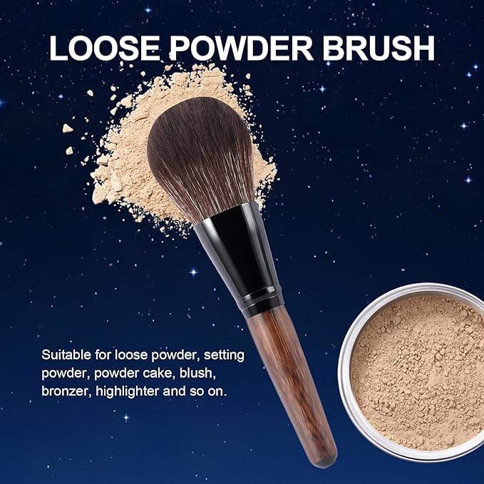 Large Bamboo Mineral Powder Brush, Fluffy Foundation Makeup Brush Kabuki Brushes with Soft Synthetic Bristles for Loose & Pressed Powder, Liquid, Cream, Buffing, Blending, Vegan & Cruelty-Free Tool-FemmiqueWomen