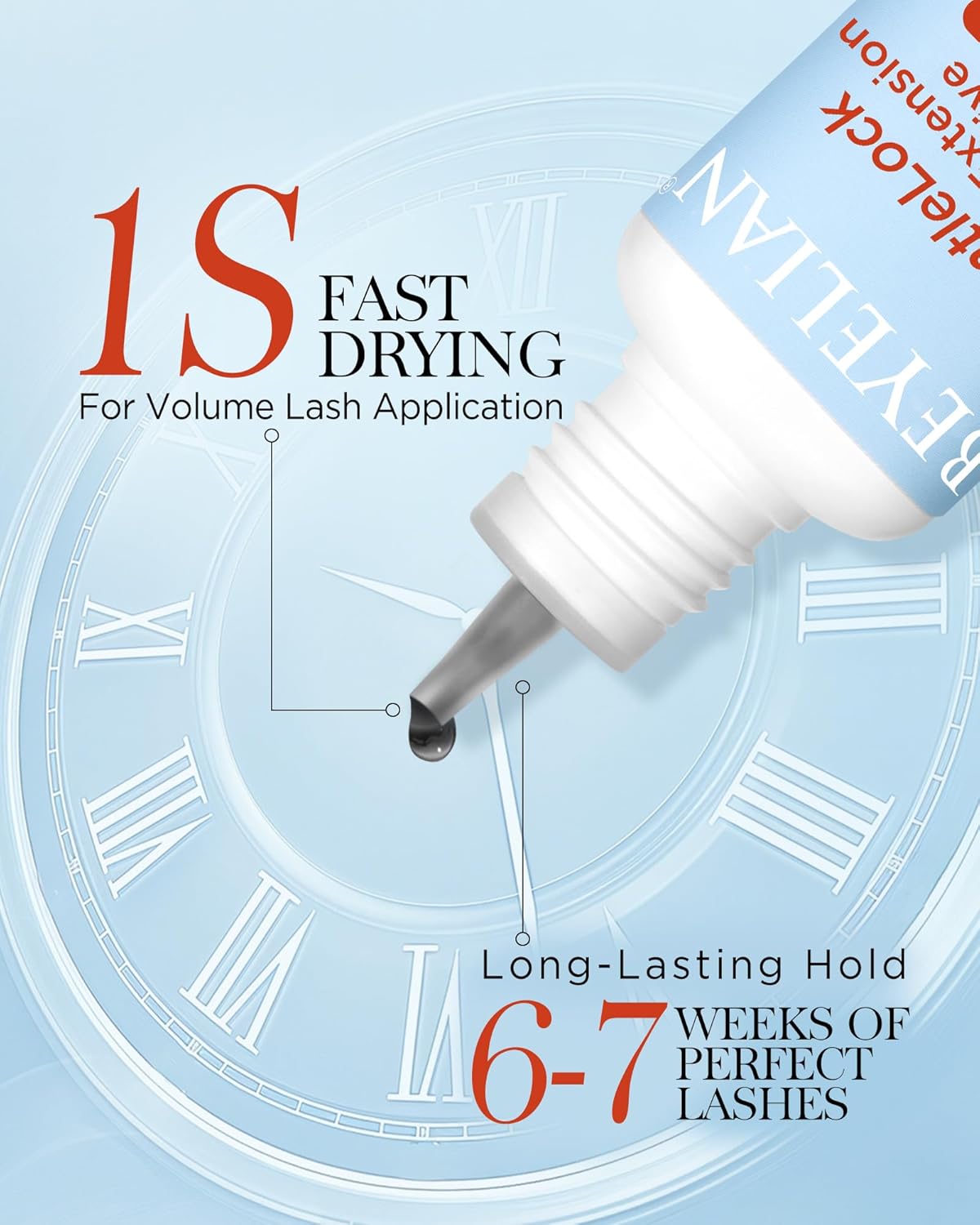 BEYELIAN Sensitive Eyelash Extension Glue, 1 Sec Dry Lash Extension Glue No Irritation Waterproof Long Lasting Strong Hold Adhesive Professional Use Only 0.17fl.oz/5ml (B02)-FemmiqueWomen