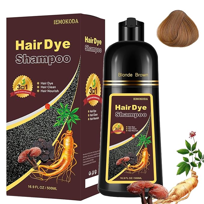 Blonde Brown Hair Dye Shampoo 3 in 1 - Instant Shampoo Para Pintar el Cabello Refresh Hair Color, Herbal Shampoo Hair Dye for Women Men, Easy to Use & Long Lasting Hair Color Shampoo 16.90 oz-FemmiqueWomen