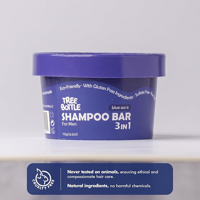 Tree Bottle Argan Oil + Bamboo Extract 3-in-1 Shampoo Bar for Men - For Hair, Beard & Body - Deep Clean, Nourishing & Frizz Control - Natural, Paraben & Sulfate-Free - Made in USA - 4.5oz-FemmiqueWomen