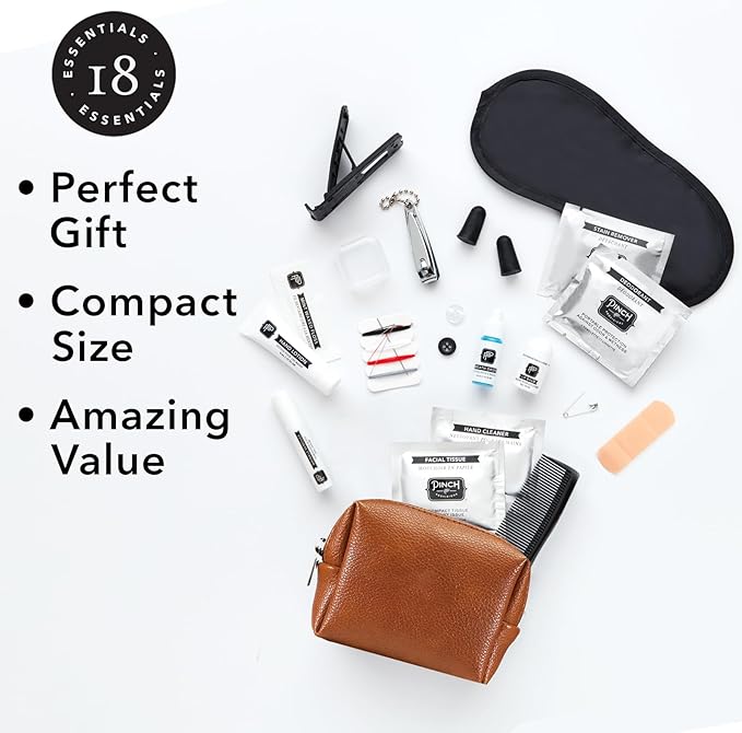 Pinch Provisions Travel Kit, includes 18 Must-Have Emergency Essential Items for Travelling, Ideal Road Trip or Airport Gift for Friends, Family & Peers, Portable Pouch-FemmiqueWomen
