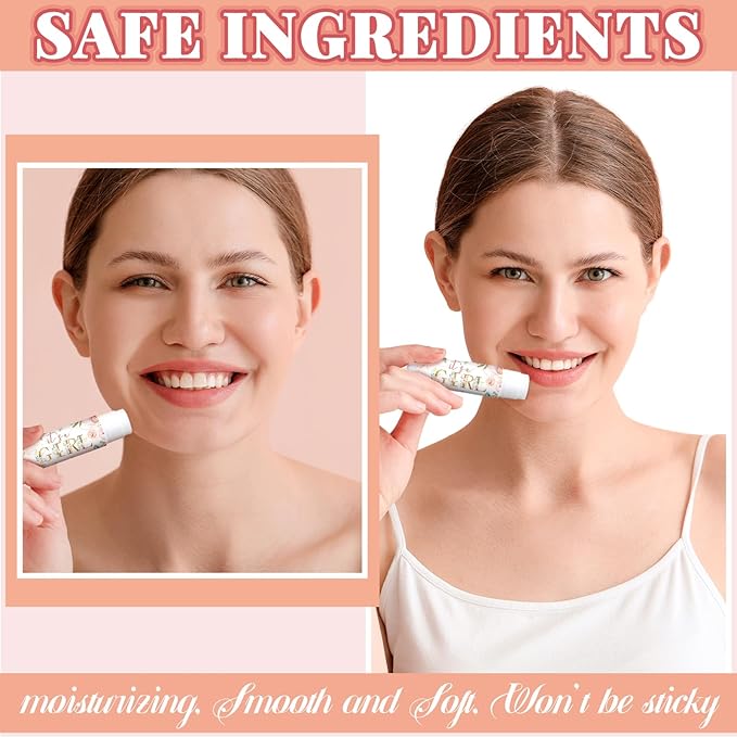 30 Sets Baby Shower Lip Balm Bulk Baby Shower Favors Pink Floral Gender Reveal Small Lip Balm wedding Thank You Gifts Honey Moisturizing Lip Balm Favors for Guest Coworkers Women Men-FemmiqueWomen