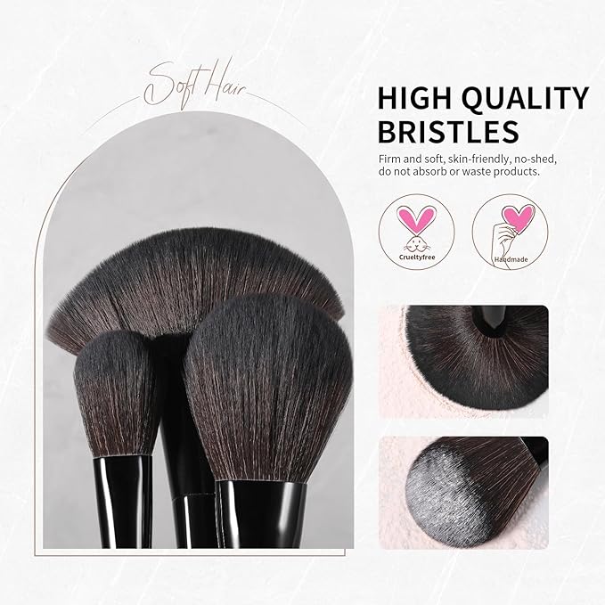 Docolor Makeup Brushes Set Professional 30Pcs Obsidian Makeup Brushes Premium Synthetic Powder Kabuki Foundation Contour Blush Concealer Eye Shadow Blending Eyeliner Crease Eyebrow Make Up Brush Kit-FemmiqueWomen