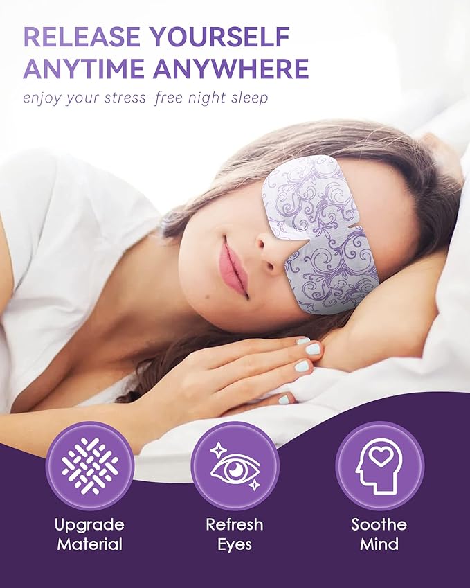 30 Packs Lavender Steam Eye Mask - Heated Eye Mask for Dark Circles and Puffiness Warm Eye Mask for Dry Eye Mask Relief Eye Fatigue Headache Hot Sleep Eye Mask for Disposable Moist Heat Eye Compress-FemmiqueWomen