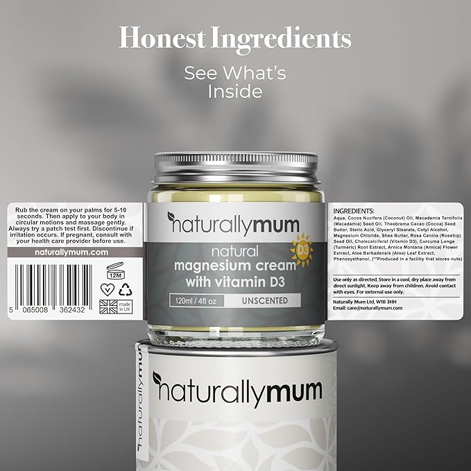 Magnesium Cream with Vitamin D3 [4 Fl Oz] - Magnesium Calm Cream and Vitamin D Lotion - Magnesium D3 Cream - Calming Cream Magnesium and Vitamin D - Turmeric & Arnica Cream - Unscented-FemmiqueWomen