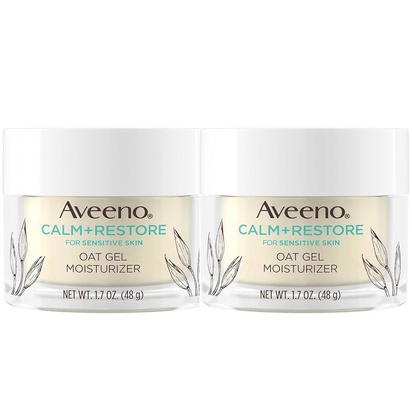 Aveeno Calm + Restore Triple Oat Hydrating Face Serum for Sensitive Skin Gentle and Lightweight Facial Serum to Smooth and Fortify Skin Hypoallergenic, Fragrance & Paraben-Free,1.7 fl. Oz (Pack of 2)-FemmiqueWomen