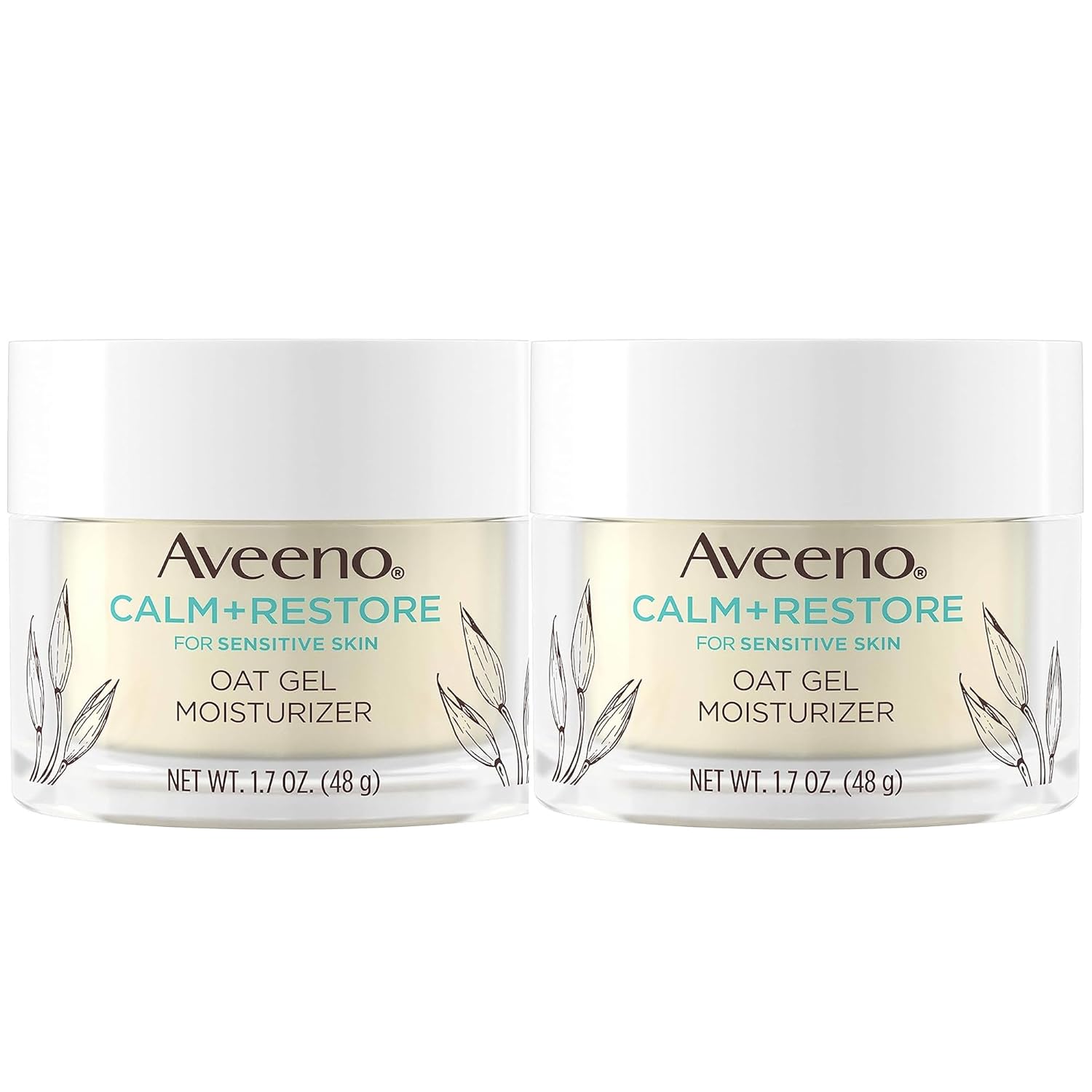 Aveeno Calm + Restore Triple Oat Hydrating Face Serum for Sensitive Skin Gentle and Lightweight Facial Serum to Smooth and Fortify Skin Hypoallergenic, Fragrance & Paraben-Free,1.7 fl. Oz (Pack of 2)-FemmiqueWomen