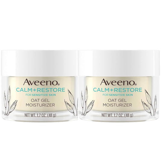 Aveeno Calm + Restore Triple Oat Hydrating Face Serum for Sensitive Skin Gentle and Lightweight Facial Serum to Smooth and Fortify Skin Hypoallergenic, Fragrance & Paraben-Free,1.7 fl. Oz (Pack of 2)-FemmiqueWomen