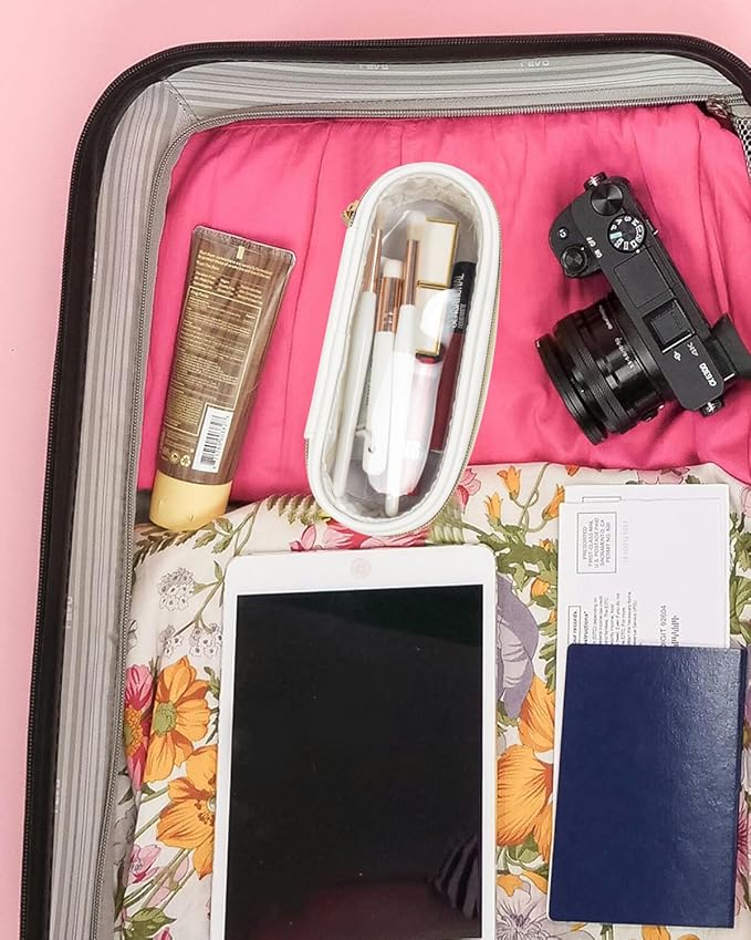 Clear Makeup Bag Small, TSA Approved Portable Toiletry Bag with Zipper Cosmetic Travel Bag Makeup Organizer Case Mini Makeup Pouch for Purse Car Organizer Bag for Women Men-FemmiqueWomen