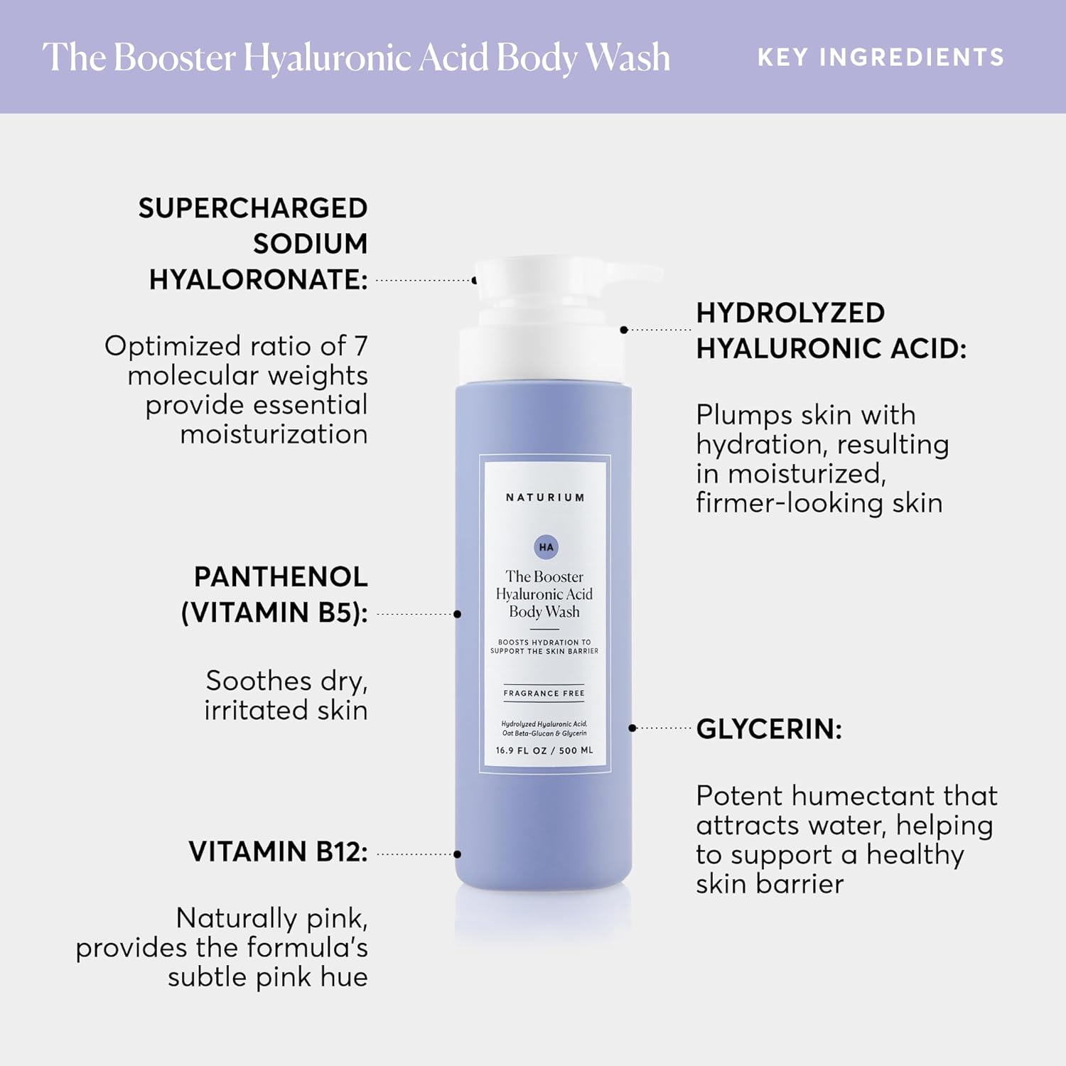 Naturium The Booster Hyaluronic Acid Body Wash, Hydrating & Moisturizing plus Minimizes Dryness, with Glycerin & Vitamin B5, 16.9 oz-FemmiqueWomen