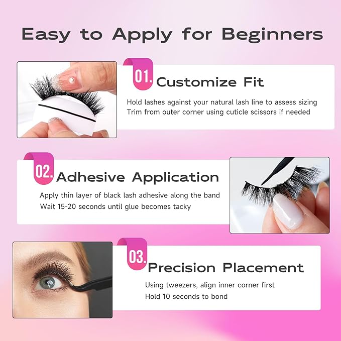 Dramatic Cat Eye Lashes - Fluffy Volume False Eyelashes with Lightweight Comfort, Easy Apply Winged Style (8-16mm), Reusable Glam Lashes for All Eye Shapes, 7 Pairs Full-Strip Lashes-FemmiqueWomen