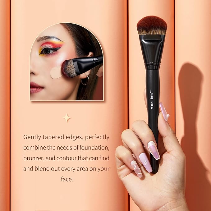 Jessup Foundation Brush for Liquid, Smooth Angled, Large Face Makeup Brush for Blending Liquid, Cream MUL02-FemmiqueWomen