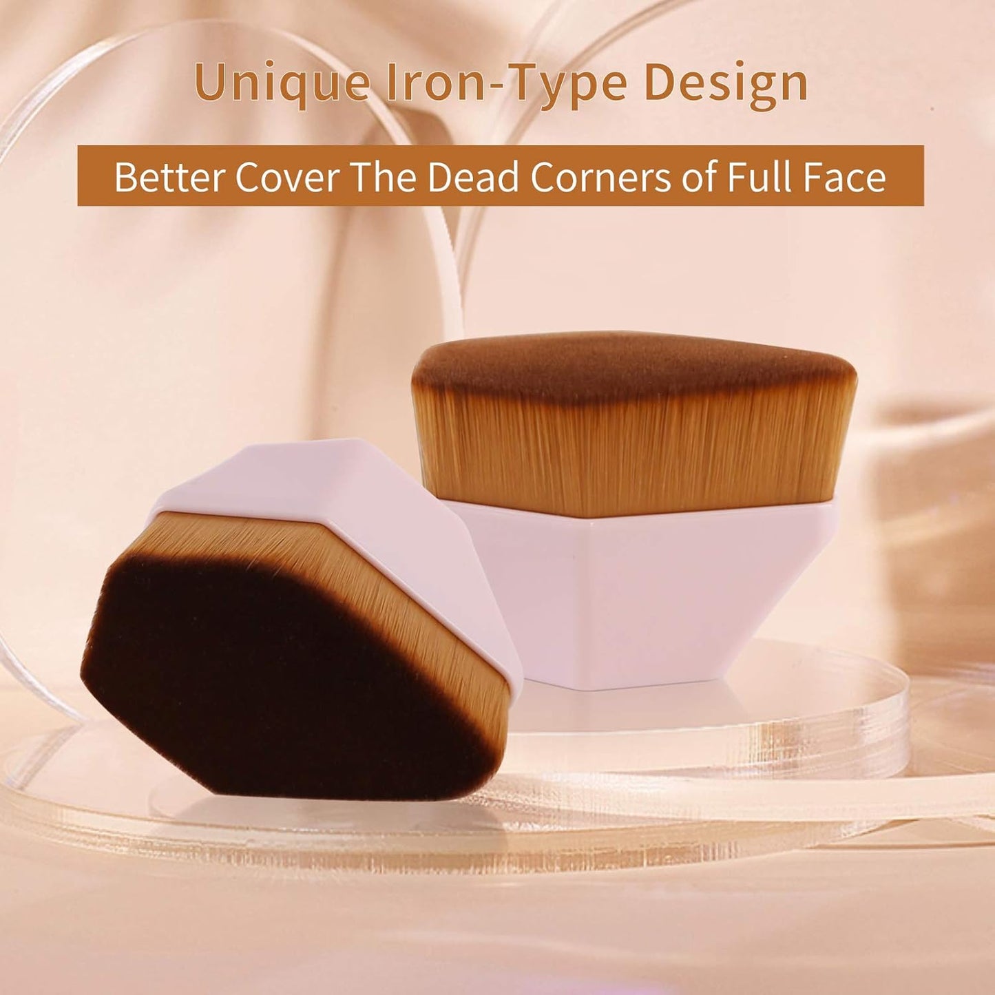 Foundation Brush, Daubigny Iron Type Makeup Brush for Face Blush Liquid Powder Foundation Brush for Blending Liquid, Cream or Flawless Powder Cosmetics with Protective Case (Pink)-FemmiqueWomen