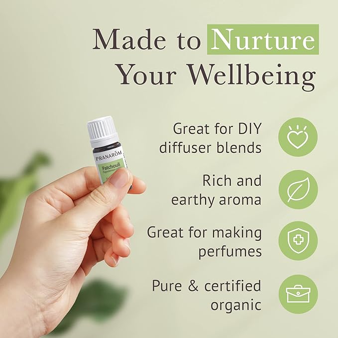 Pranarom - Patchouli Essential Oil (5ml) - 100% Pure Natural Therapeutic Grade Essential Oil for Diffusing and Perfumes | USDA and ECOCERT Certified Organic-FemmiqueWomen