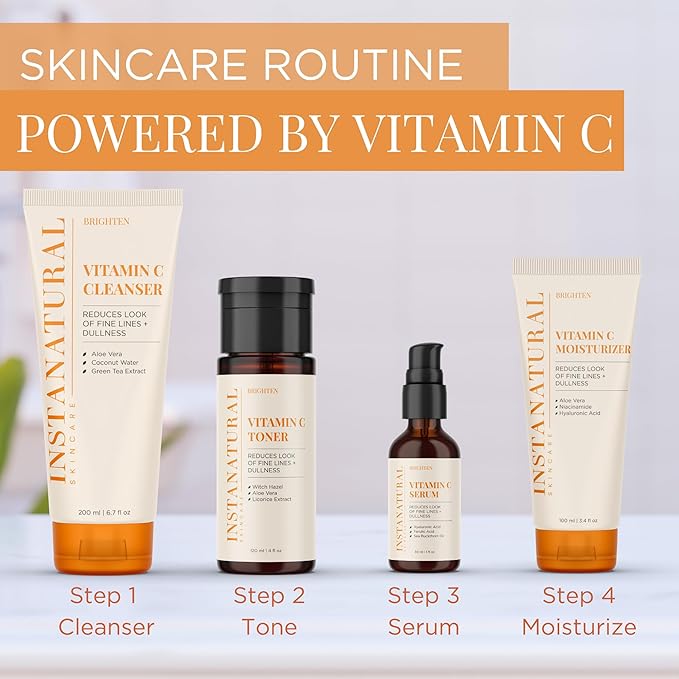 InstaNatural Vitamin C Cleanser and Serum Kit, Brightens and Reduces Signs of Aging, Fine Lines and Wrinkles, with Botanical Extracts-FemmiqueWomen