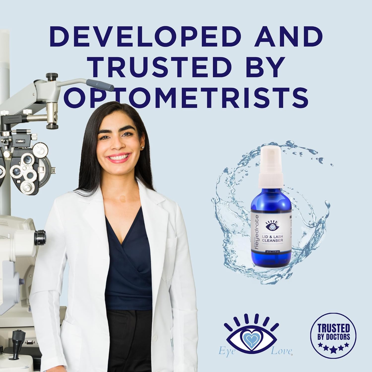 Lid and Lash Cleanser – 2oz Glass Bottle – Pure Hypochlorous Acid Spray for Soothing Dry Eye Irritation – Daily Eyelid & Lash Cleanser-FemmiqueWomen