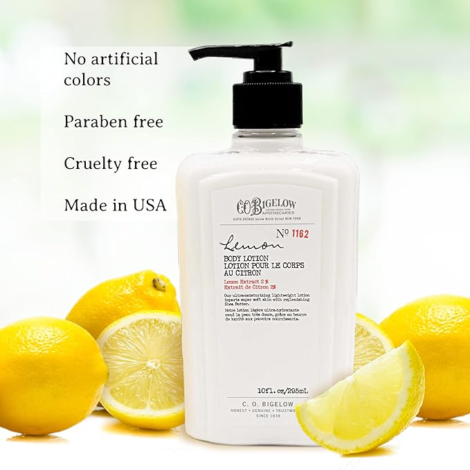C.O. Bigelow Lemon Body Lotion, Moisturizing Body Lotion for Dry Skin with Shea Butter & Lemon Extract, 10 Fl Oz-FemmiqueWomen
