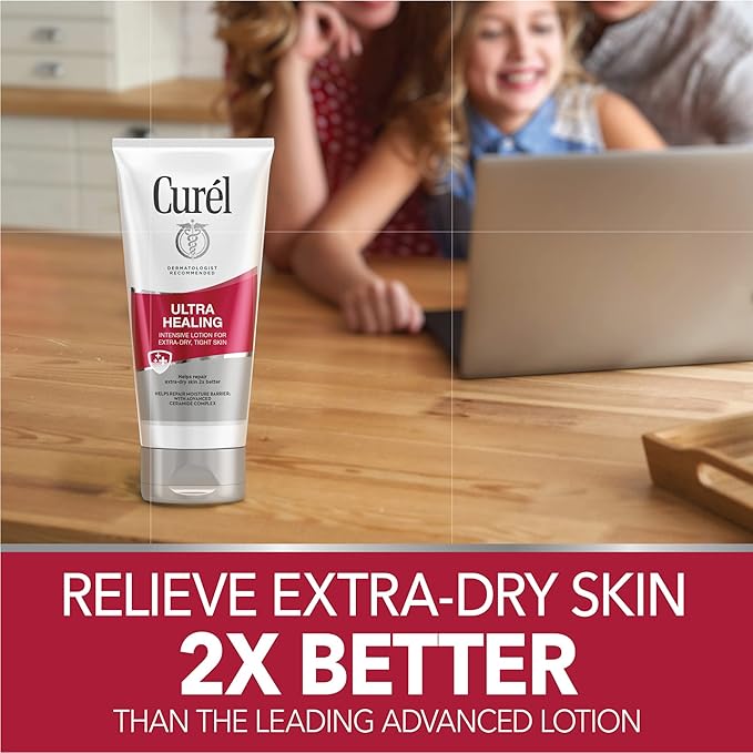 Curel Ultra Healing Intensive Fragrance-Free Lotion For Extra-Dry Skin, Ideal for Sensitive Skin, Cruelty Free, Paraben Free, Dermatologist Recommended, 6 Oz, Pack of 3-FemmiqueWomen