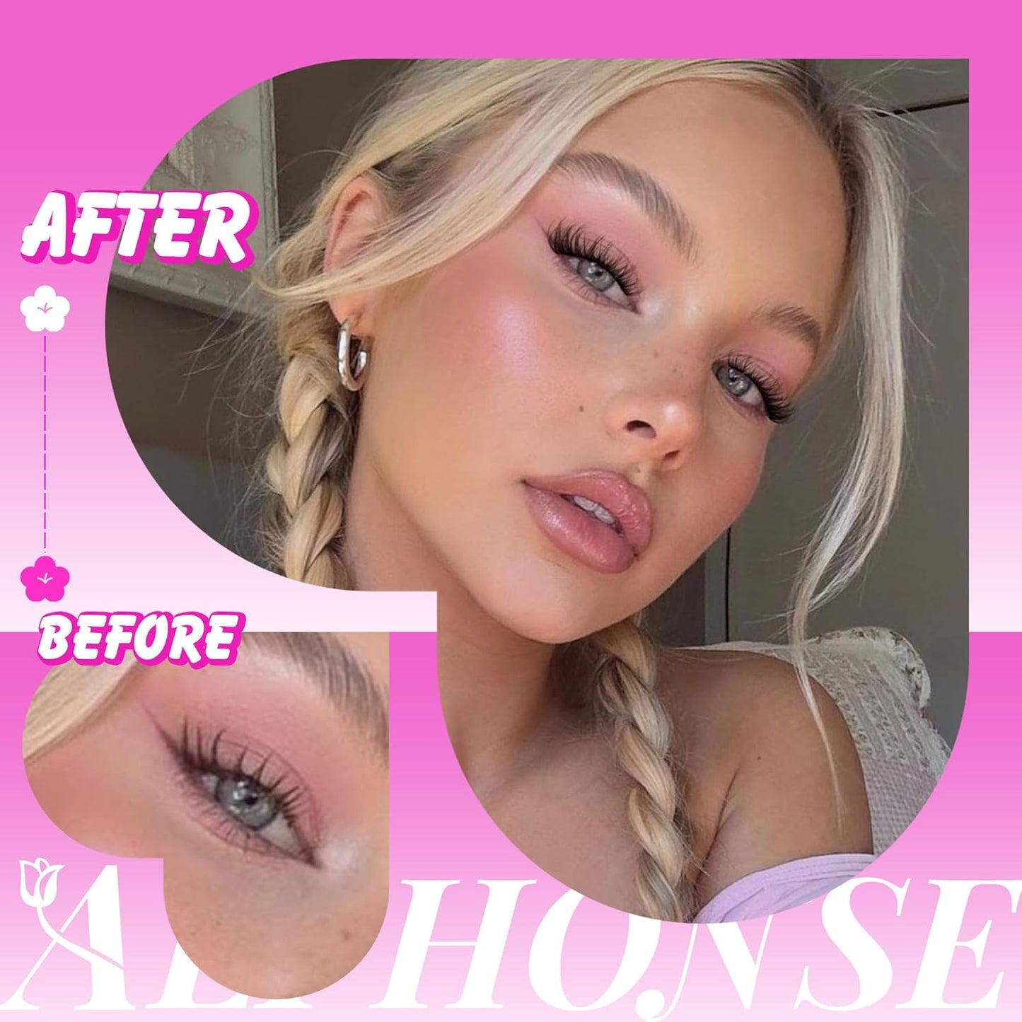 Reusable Self Adhesive Eyelashes Wispy Self Adhesive Lash Clusters Fluffy Press on Lashes Extension 10-16mm Glueless Lashes Clusters with Tweezers by ALPHONSE-FemmiqueWomen