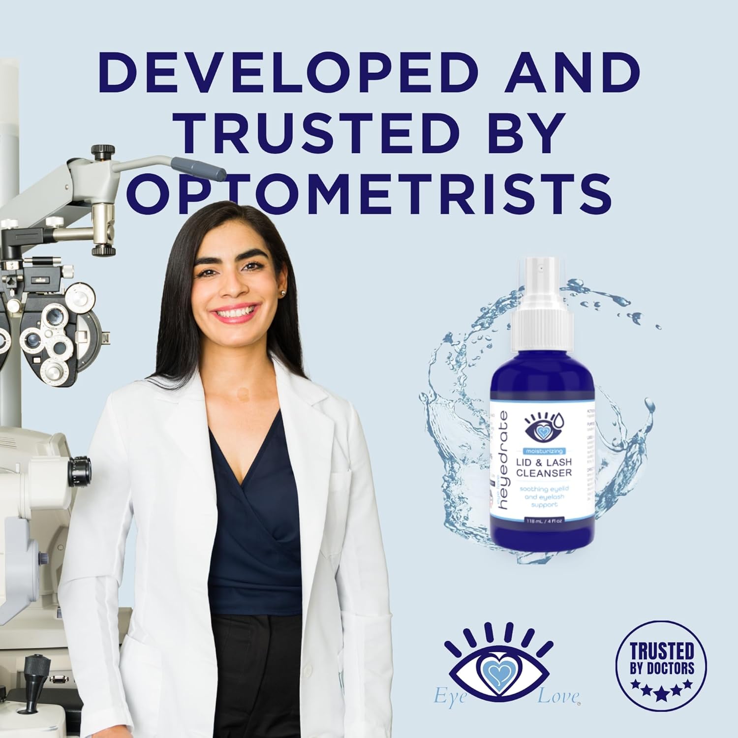 Heyedrate Lid & Lash Cleanser for Stye, Blepharitis, Dry Eyes, Meibomian Gland Dysfunction, Rosacea, and Eye Irritation Relief | Hypochlorous Acid Eyelid Cleanser Spray-FemmiqueWomen