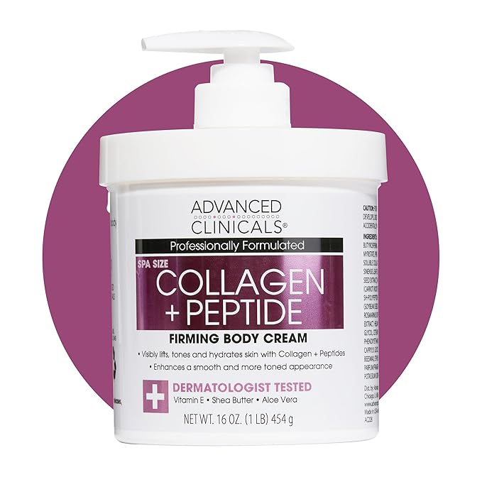 Advanced Clinicals Collagen Peptides Body Lotion & Face Moisturizer | Peptide Infused Collagen Lotion For Women & Men Helps Improve Look Of Crepey Skin, Wrinkles, & Uneven Dry Skin Texture, 16 Ounce-FemmiqueWomen