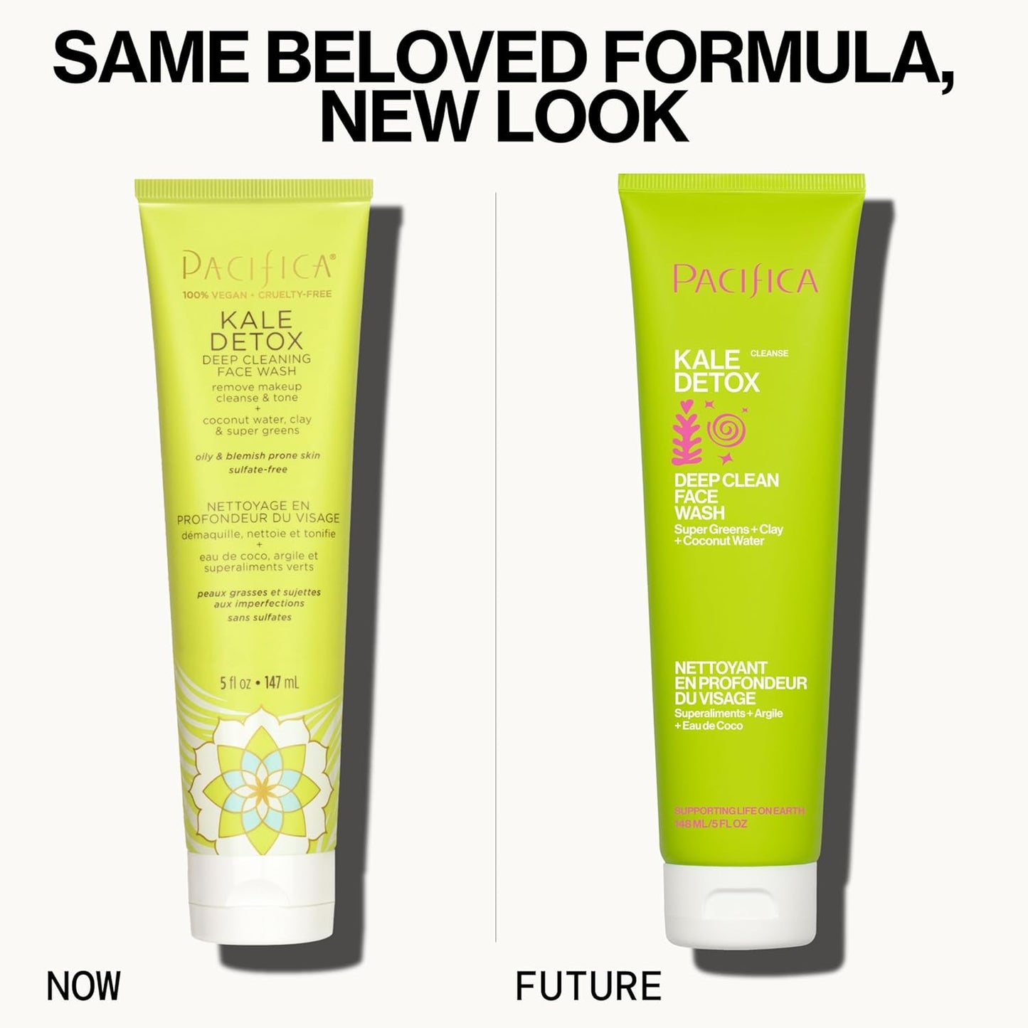 Pacifica Kale Detox Face Wash for Oily & Acne-Prone Skin, Deep Cleansing Facial Cleanser & Makeup Remover with Super Greens Kale, Seaweed & Clay, 5 fl oz –Clean Beauty, Vegan & Cruelty-Free-FemmiqueWomen