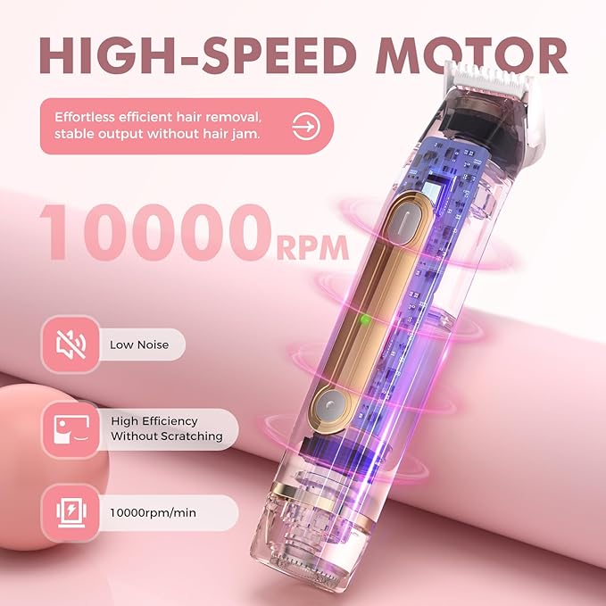 2 in 1 Bikini Trimmer for Women, Dual Head Electric Razor, IPX7 Waterproof Wet/Dry Use Women Electric Shaver, Painless Body Facial Hair Remover for Bikini Legs Arm Underarm, (Purple)-FemmiqueWomen