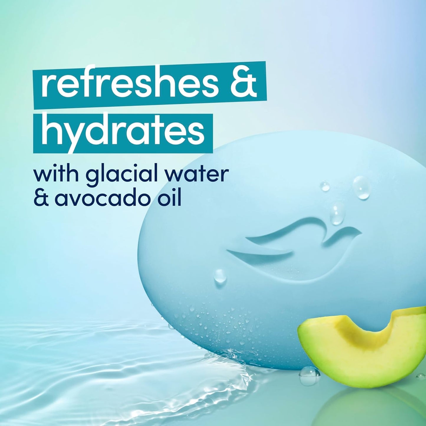 Dove Beauty Bar 6 Pack Hydrating with Glacial water & Avocado oil Cleanses & Hydrates 3.75 Oz-FemmiqueWomen