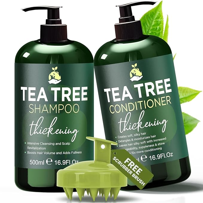 Tea Tree Shampoo & Conditioner Set | Thinning Hair Loss Treatments for Men and Women | Soothes Itchy Scalp & Dandruff | Boosts Hair Growth & Reduces Hair Loss | Sulfate & Paraben Free-FemmiqueWomen