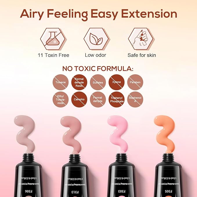 JEWHITENY Poly Extension Gel Kit With 48W LED Nail Lamp 14 Colors Builder Extension Gel All-in-One French Kit Nail Art Design Beginner Kit-FemmiqueWomen