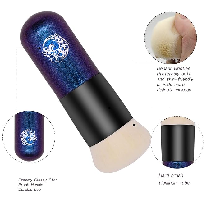 ENERGY Foundation Makeup Brush With Brush Clean Flat Top Kabuki for Face - Perfect For Blending Liquid, Cream or Flawless Powder Cosmetics - Buffing, Stippling, Concealer - Premium Quality Synthetic Dense Bristles-FemmiqueWomen