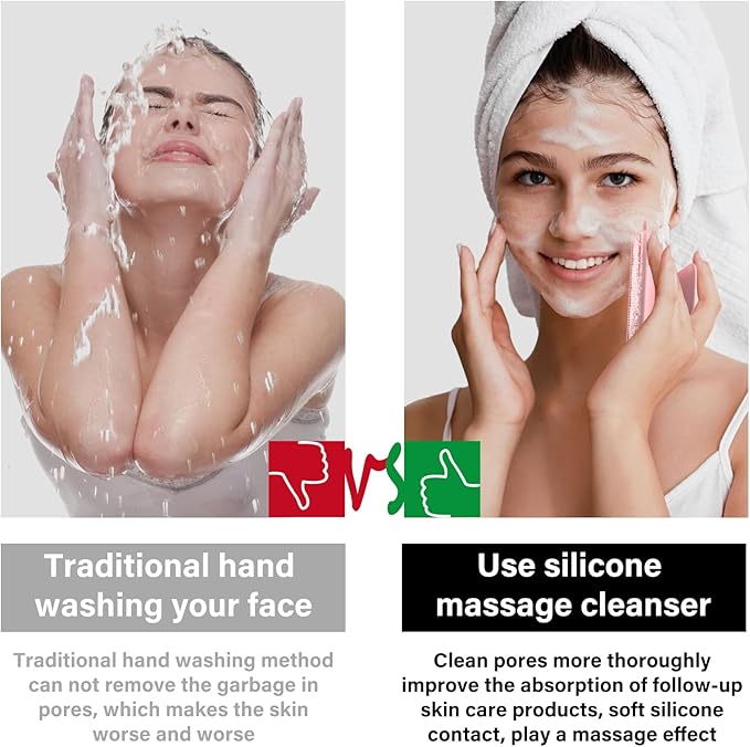 3 Pack Face Scrubber,Silicone Facial Cleansing Brush for Men & Women,Reusable Gentle Facial Waterproof Cleansing Skin Brush Exfoliating Scrubber for Sensitive Skin (Black+Pink+Gray)-FemmiqueWomen