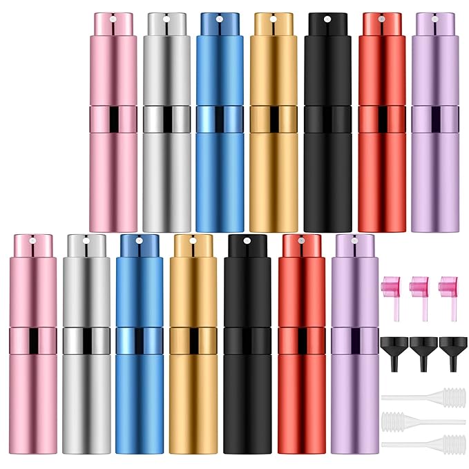 14 PCS/8ML Portable Atomizer Perfume Bottles, Mini Empty Refillable Cologne Spraye Bottle, Pocket Travel Perfume Liquid Sprayer (Mixing Colors)-FemmiqueWomen