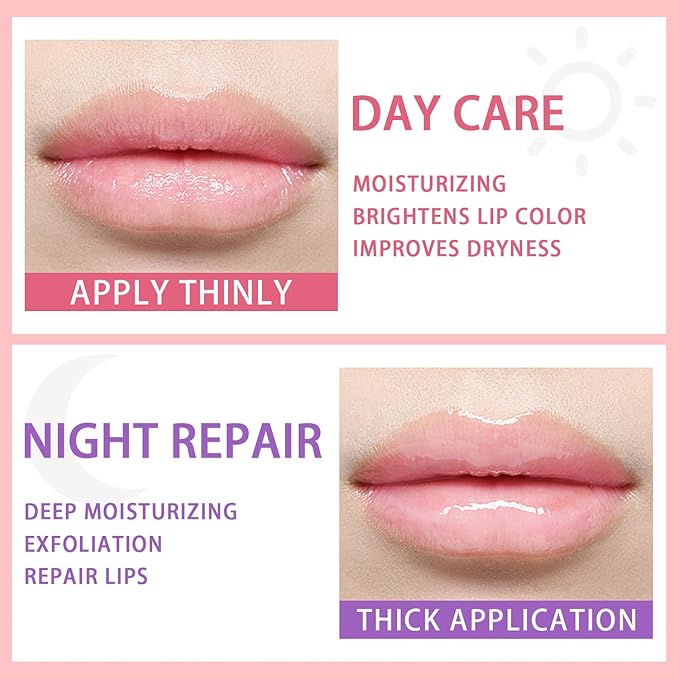 2 Pcs Lip Sleeping Mask, Lip Mask Overnight Hydrate Repair Sleeping Lip Mask, Moisturizing Lip Balm Lip Care Anti Dry Cracked Lip Cream, Lip Scrubs Exfoliator Reduce Lip Lines-FemmiqueWomen
