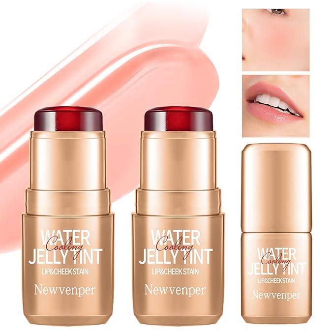 2PCS Jelly Blush Stick, Multi-Purpose Lip & Cheek Stick, Waterproof jelly tint, Moisturizing Cooling Water Jelly Tint Long Lasting cheek stain & lip tint for Women and Girls 02#-FemmiqueWomen