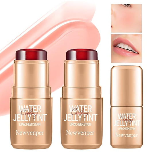 2PCS Jelly Blush Stick, Multi-Purpose Lip & Cheek Stick, Waterproof jelly tint, Moisturizing Cooling Water Jelly Tint Long Lasting cheek stain & lip tint for Women and Girls 02#-FemmiqueWomen